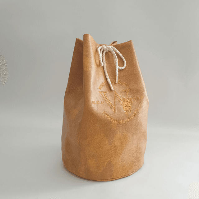 Large - Tan Embroidered Personalised Handmade Urn Bag