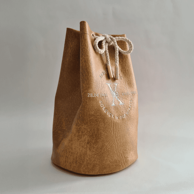 Medium - Cream Embroidered Personalised Handmade Urn Bag