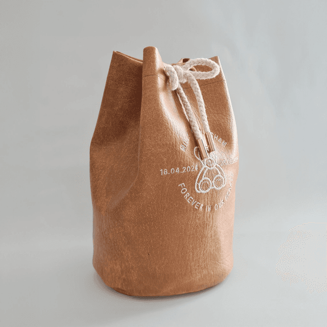 Medium - Cream Teddy Embroidered Personalised Handmade Urn Bag