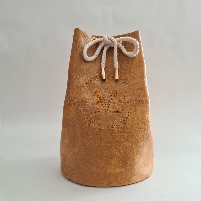 Medium - Tan Embroidered Personalised Handmade Urn Bag